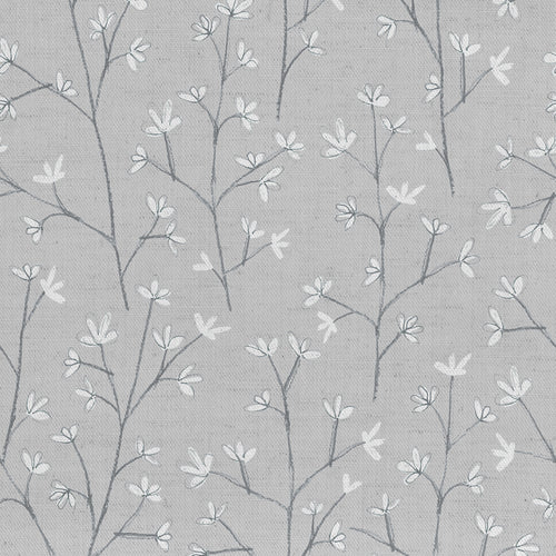 Floral Grey Fabric - Ophelia Printed Cotton Fabric (By The Metre) Dove Voyage Maison