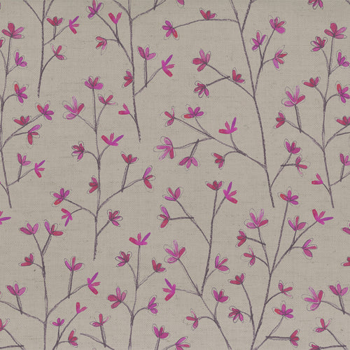 Floral Purple Fabric - Ophelia Printed Cotton Fabric (By The Metre) Heather Voyage Maison