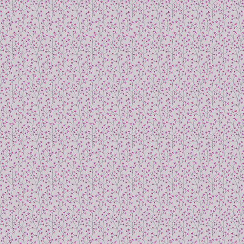 Floral Purple Fabric - Ophelia Printed Cotton Fabric (By The Metre) Heather Voyage Maison