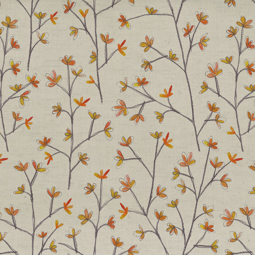 Floral Orange Fabric - Ophelia Printed Cotton Fabric (By The Metre) Russett Voyage Maison
