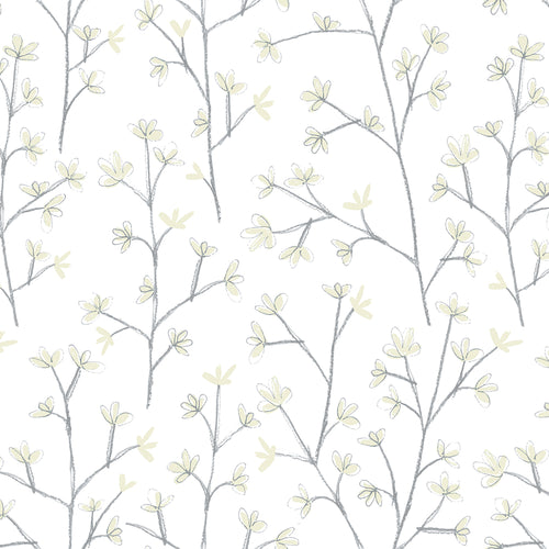 Floral White Wallpaper - Ophelia Dove  1.4m Wide Width Wallpaper (By The Metre) Cotton Voyage Maison