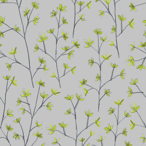 Floral Green Wallpaper - Ophelia  1.4m Wide Width Wallpaper (By The Metre) Lime Voyage Maison