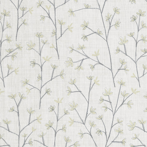Floral Grey Fabric - Ophelia Printed Linen Fabric (By The Metre) Dove Cotton Voyage Maison