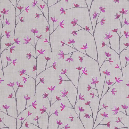 Floral Purple Fabric - Ophelia Printed Linen Fabric (By The Metre) Heather Voyage Maison