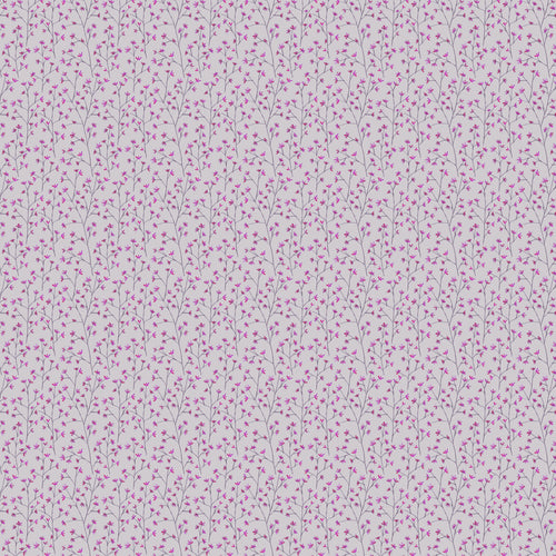 Floral Purple Fabric - Ophelia Printed Linen Fabric (By The Metre) Heather Voyage Maison