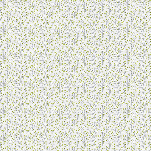 Floral Green Fabric - Ophelia Printed Linen Fabric (By The Metre) Lime Green Voyage Maison