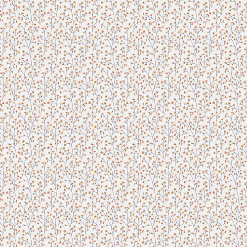 Floral Orange Fabric - Ophelia Printed Linen Fabric (By The Metre) Russet Cotton Sheer Voyage Maison