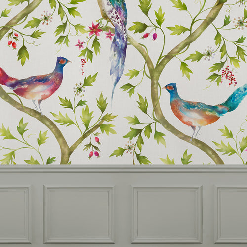 Animal Green Wallpaper - Orla  1.4m Wide Width Wallpaper (By The Metre) Linen Voyage Maison