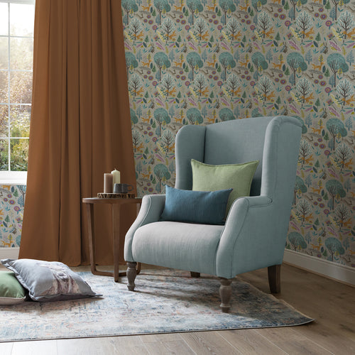 Floral Blue Wallpaper - Oronsay  1.4m Wide Width Wallpaper (By The Metre) Mineral Voyage Maison