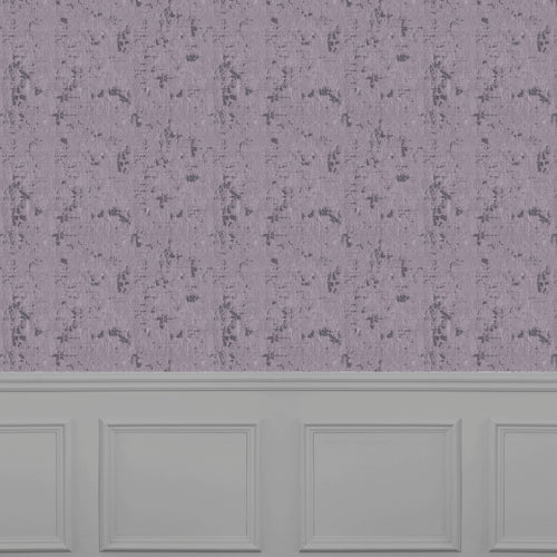 Plain Purple Wallpaper - Orta  1.4m Wide Width Wallpaper (By The Metre) Amethyst/Gold Voyage Maison