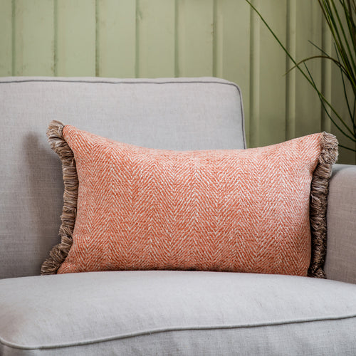 Voyage Maison Oryx Feather Cushion in Coral