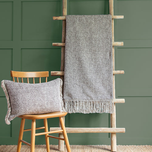 Plain Grey Throws - Oryx Woven  Throw Slate Additions