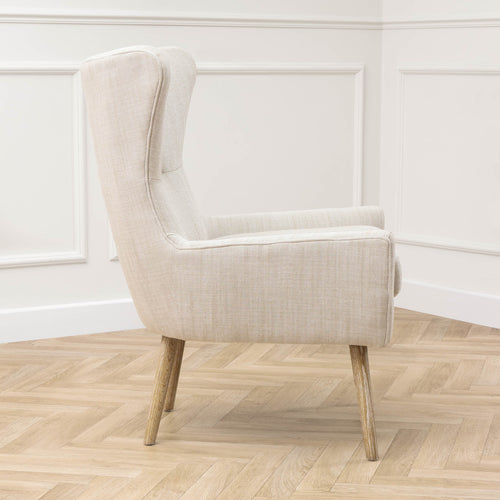 Plain Beige Furniture - Oswald Woven Textured Chair Linen Voyage Maison