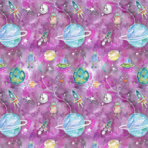 Abstract Pink Fabric - Out Of This World Printed Cotton Fabric (By The Metre) Blossom Voyage Maison