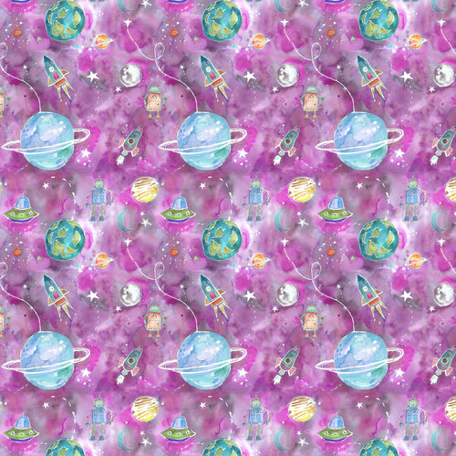 Abstract Pink Fabric - Out Of This World Printed Cotton Fabric (By The Metre) Blossom Voyage Maison