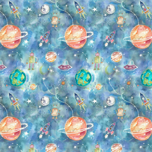 Samples - Out Of This World Printed Fabric Sample Swatch Sky Voyage Maison