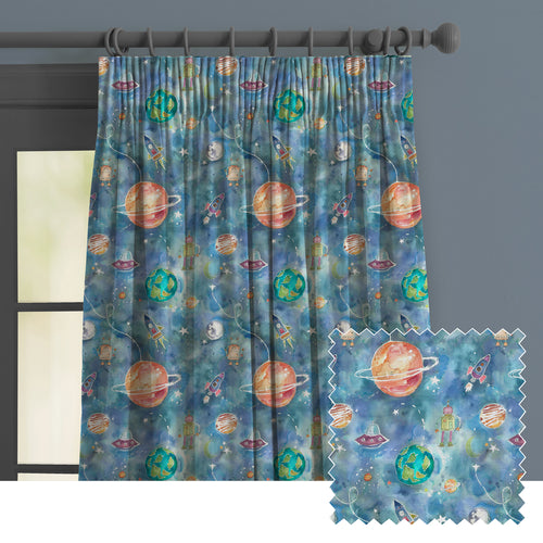 Abstract Blue M2M - Out Of This World Printed Made to Measure Curtains Sky Voyage Maison