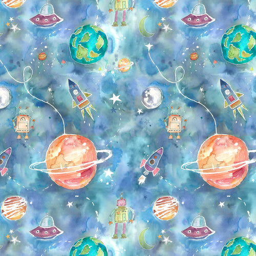 Abstract Blue M2M - Out Of This World Printed Made to Measure Curtains Sky Voyage Maison