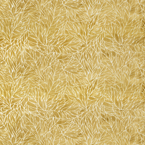 Floral Gold Fabric - Ozul Jacquard Velvet Fabric (By The Metre) Gold Voyage Maison