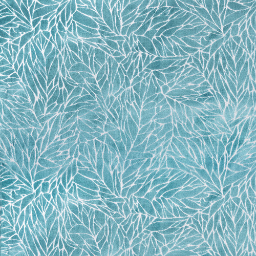 Floral Blue Fabric - Ozul Jacquard Velvet Fabric (By The Metre) Turquoise Voyage Maison
