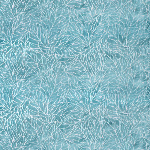 Floral Blue Fabric - Ozul Jacquard Velvet Fabric (By The Metre) Turquoise Voyage Maison