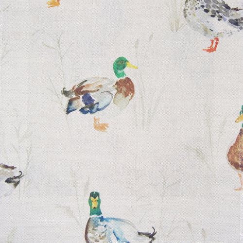 Animal Cream Fabric - Paddling Ducks Mini Printed Linen Fabric (By The Metre) Cream Voyage Maison