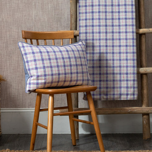 Check Blue Cushions - Painswick Jacquard Feather Filled Cushion Heather Voyage Maison