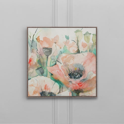 Floral Pink Wall Art - Papavera Biscay  Framed Canvas Stone Voyage Maison