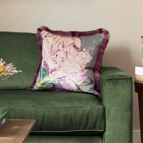 Marie Burke Parcevall Printed Feather Cushion in Lavender