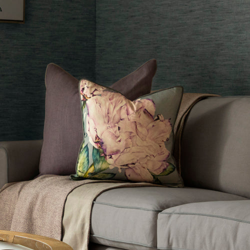 Marie Burke Parcevall Lavender Printed Feather Cushion in Linen
