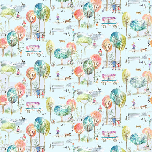 Floral Blue Fabric - Parklife Printed Cotton Fabric (By The Metre) Dusk Voyage Maison