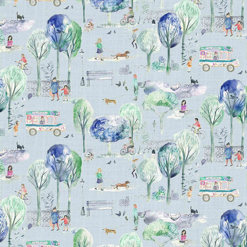Floral Blue Fabric - Parklife Printed Cotton Fabric (By The Metre) Sky Voyage Maison