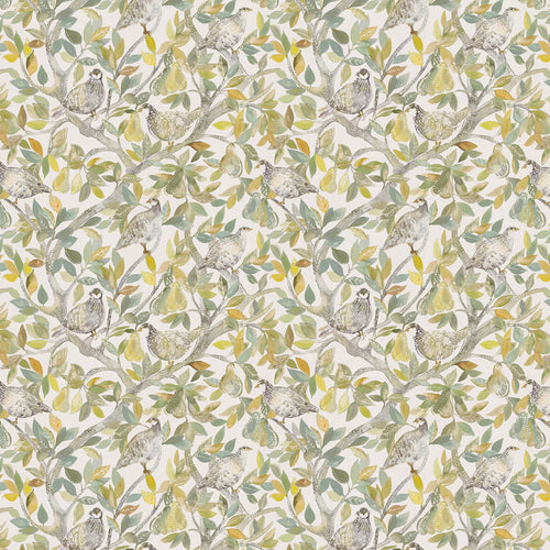 Floral Green Fabric - Partridge Printed Linen Fabric (By The Metre) Spring Voyage Maison