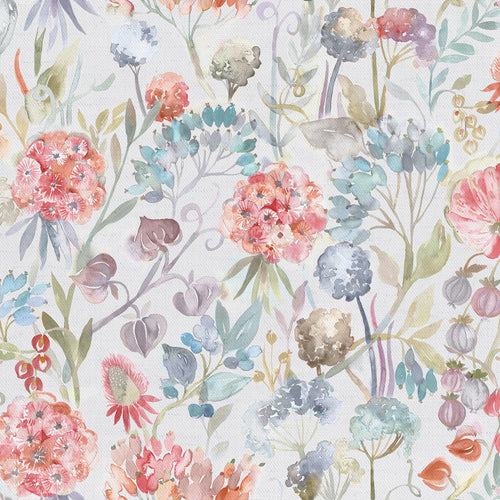 Floral White Fabric - Patrice Printed Cotton Fabric (By The Metre) Cinnamon Ecru Voyage Maison