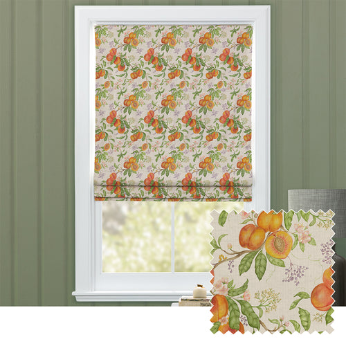 Floral Orange M2M - Peach Harvest Printed Cotton Made to Measure Roman Blinds Cream Voyage Maison