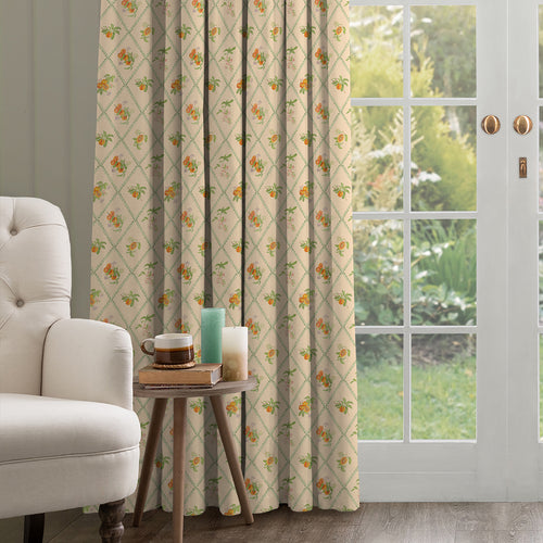 Floral Orange M2M - Peach Trellis Printed Cotton Made to Measure Curtains Melba Voyage Maison
