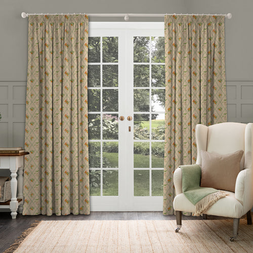Floral Orange M2M - Peach Trellis Printed Cotton Made to Measure Curtains Melba Voyage Maison