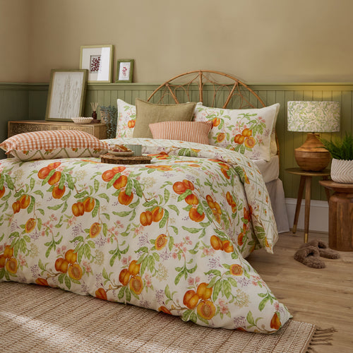 Floral Orange Bedding - Peach Harvest Printed Duvet Cover Set Orange Voyage Maison