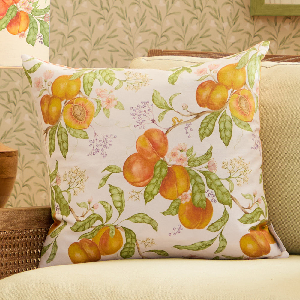 Peach Harvest Orange Printed Feather Filled Cushions Orange