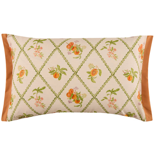 Floral Orange Cushions - Peach Trellis Printed Outdoor Polyester Filled Cushion Orange Voyage Maison