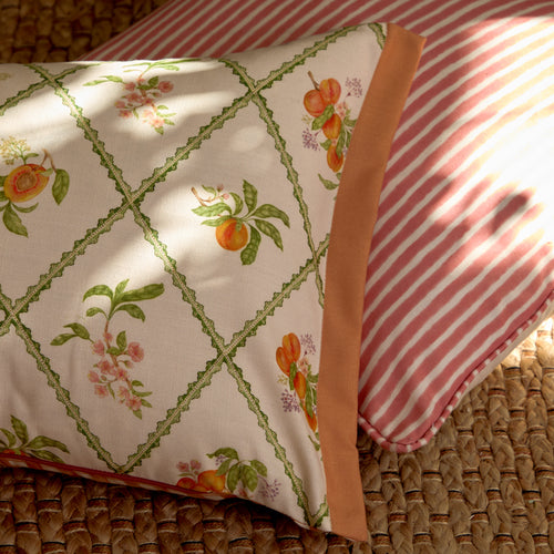 Floral Orange Cushions - Peach Trellis Printed Outdoor Polyester Filled Cushion Orange Voyage Maison