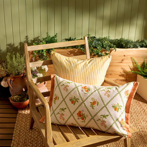 Floral Orange Cushions - Peach Trellis Printed Outdoor Polyester Filled Cushion Orange Voyage Maison