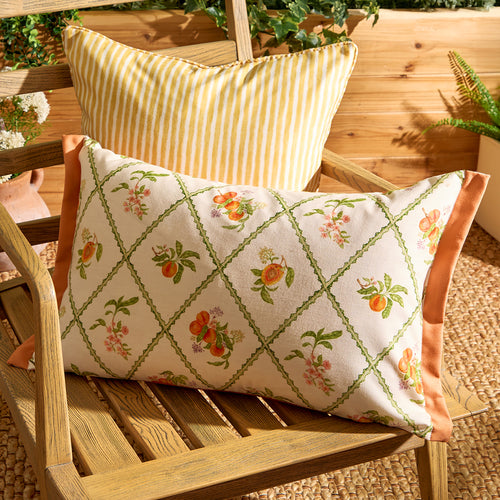 Floral Orange Cushions - Peach Trellis Printed Outdoor Polyester Filled Cushion Orange Voyage Maison