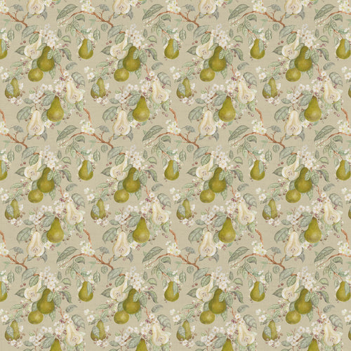 Floral Green Fabric - Pear Harvest Printed Cotton Fabric Hazel Voyage Maison