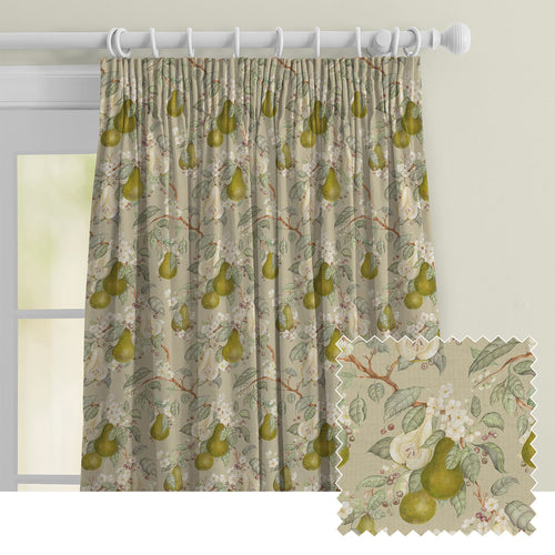 Floral Green M2M - Pear Harvest Printed Cotton Made to Measure Curtains Hazel Voyage Maison