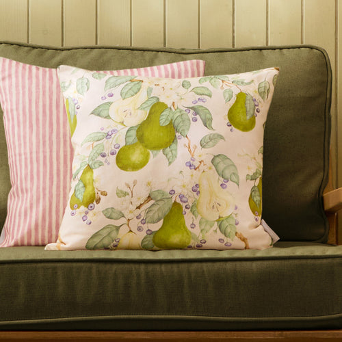 Floral Green Cushions - Pear Orchard Printed Feather Filled Cushions Green Voyage Maison