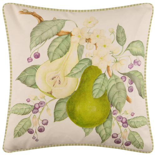 Floral Green Cushions - Pear Orchard Printed Outdoor Polyester Filled Cushion Green Voyage Maison