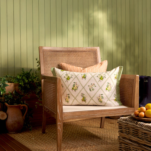 Floral Green Cushions - Pear Trellis Printed Outdoor Polyester Filled Cushion Green Voyage Maison