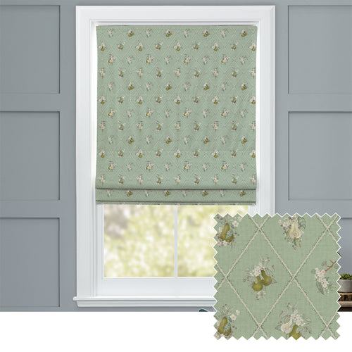Floral Green M2M - Pear Trellis Printed Cotton Made to Measure Roman Blinds Verdure Voyage Maison