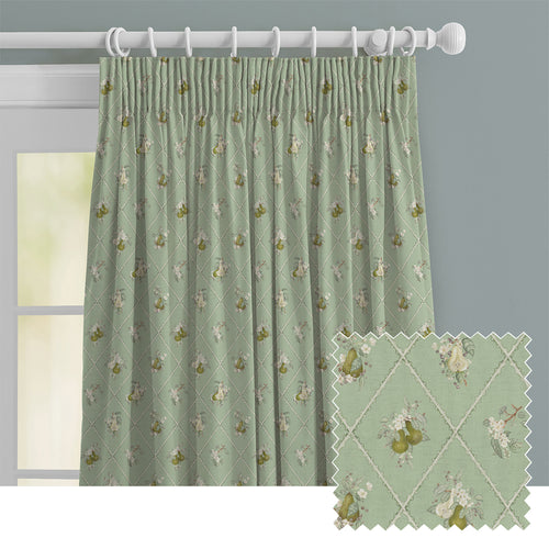 Floral Green M2M - Pear Trellis Printed Cotton Made to Measure Curtains Verdure Voyage Maison